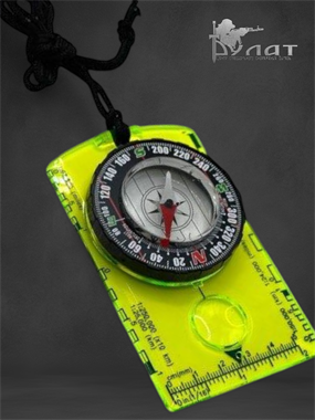 Жидкостный туристический компас c лупой 6614