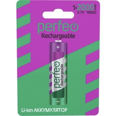 Perfeo Li-Ion 18650 2000mAh 3.7V аккумулятор 6789